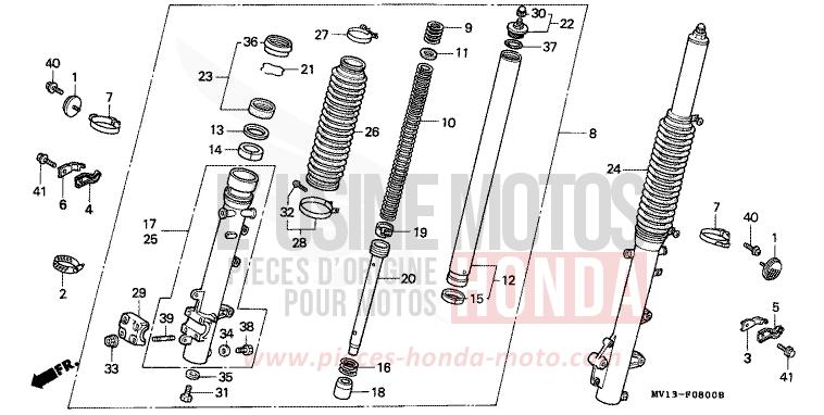 FRONT FORK for Africa Twin 750 SHASTA WHITE (NH138H) from 1992